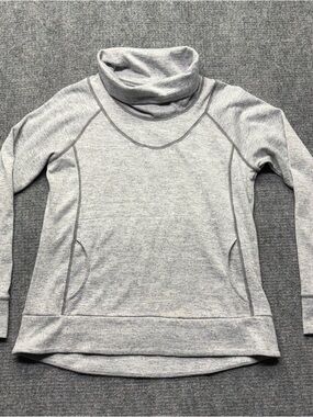 Kuhl Pullover Womens Large Gray Lea Funnel Cowl Neck Sweatshirt Thumbhole Pocket
